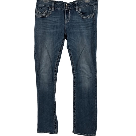 Vigoss Denim - Vigoss Chelsea Slim Boot Jeans Blue Contrast Stitch Bling Size 15/16 L35 (L32)